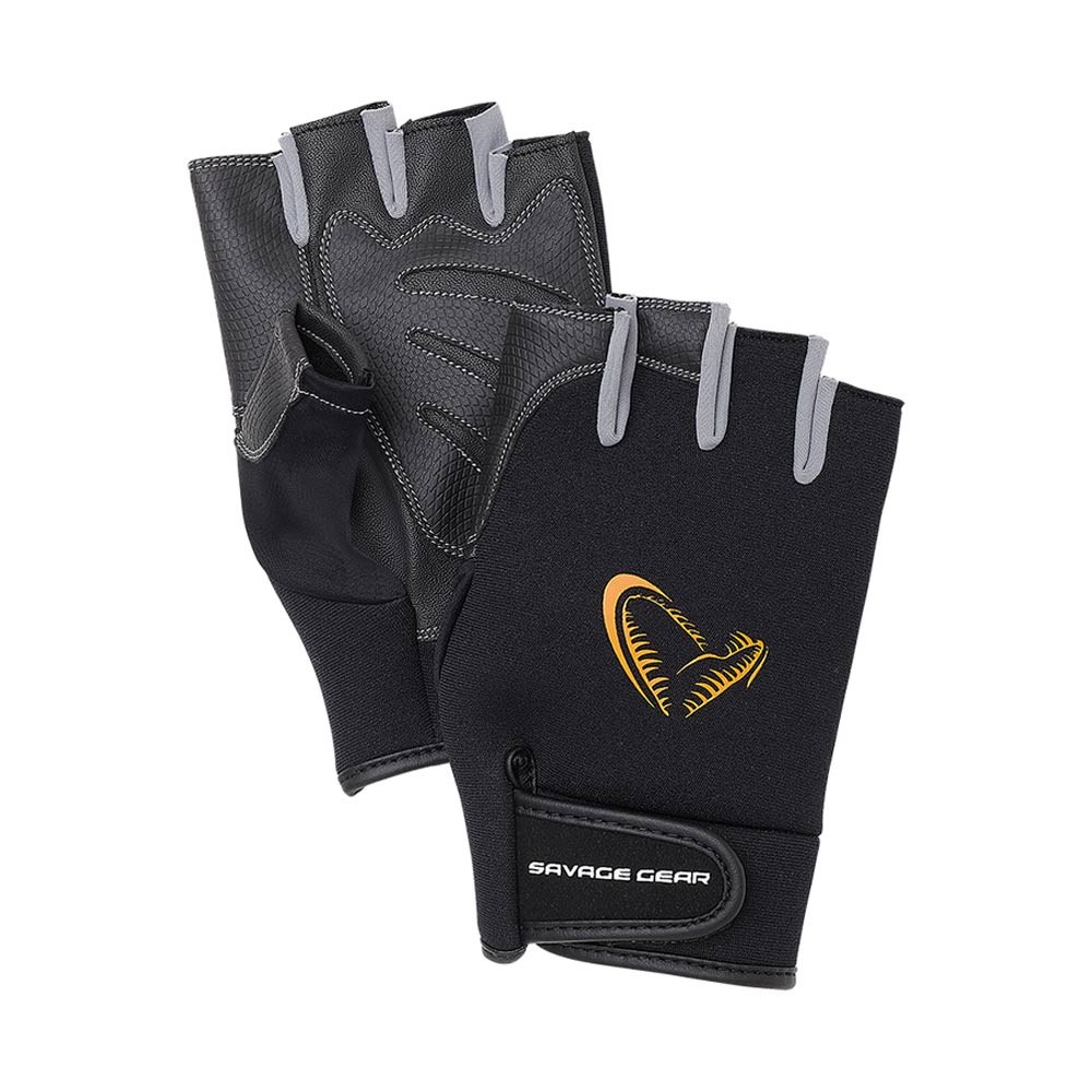 GUANTES SAVAGE GEAR NEOPRENE HALF FINGER NEGROS